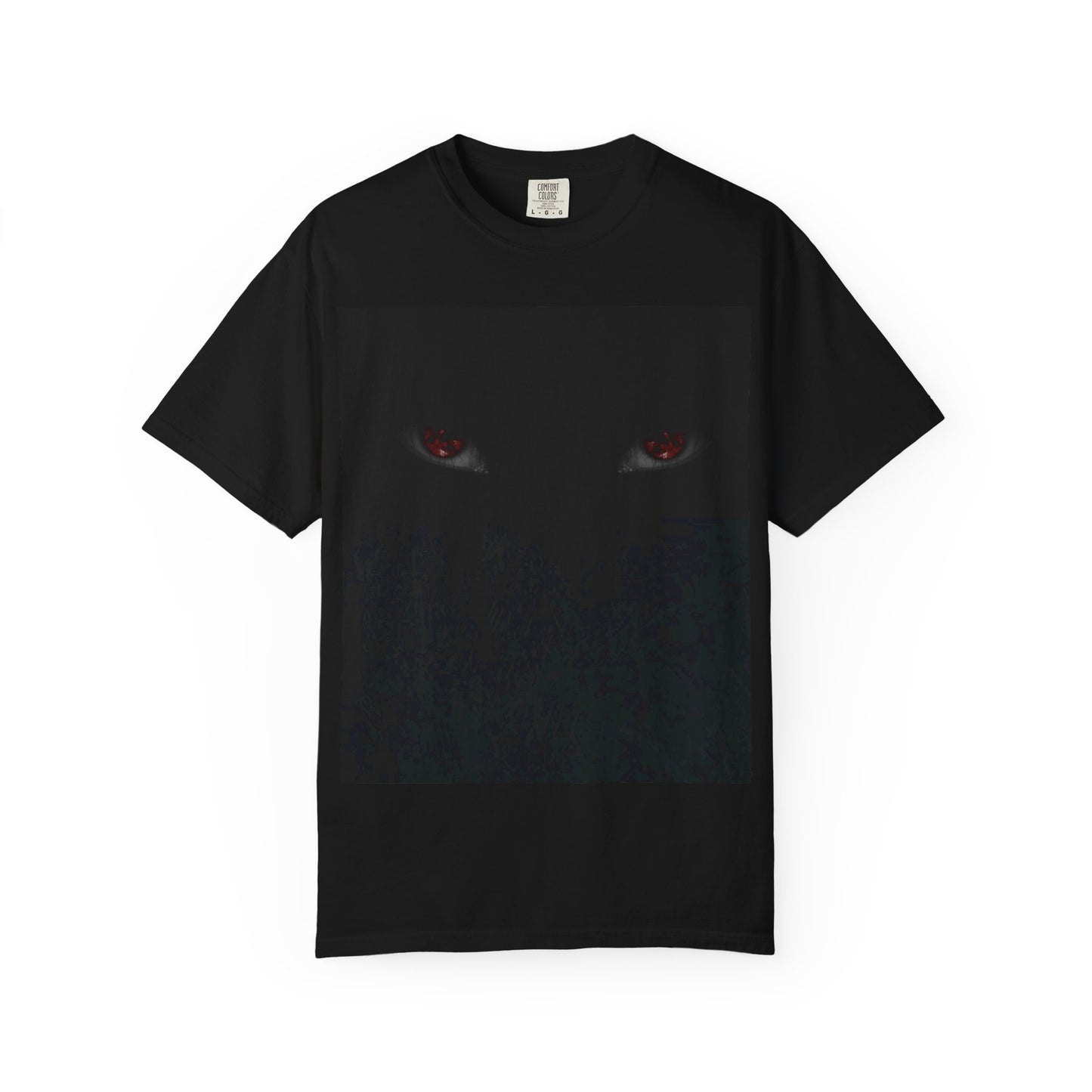 Dark Figure Graphic T-Shirt — Red Eyes Horror Tee