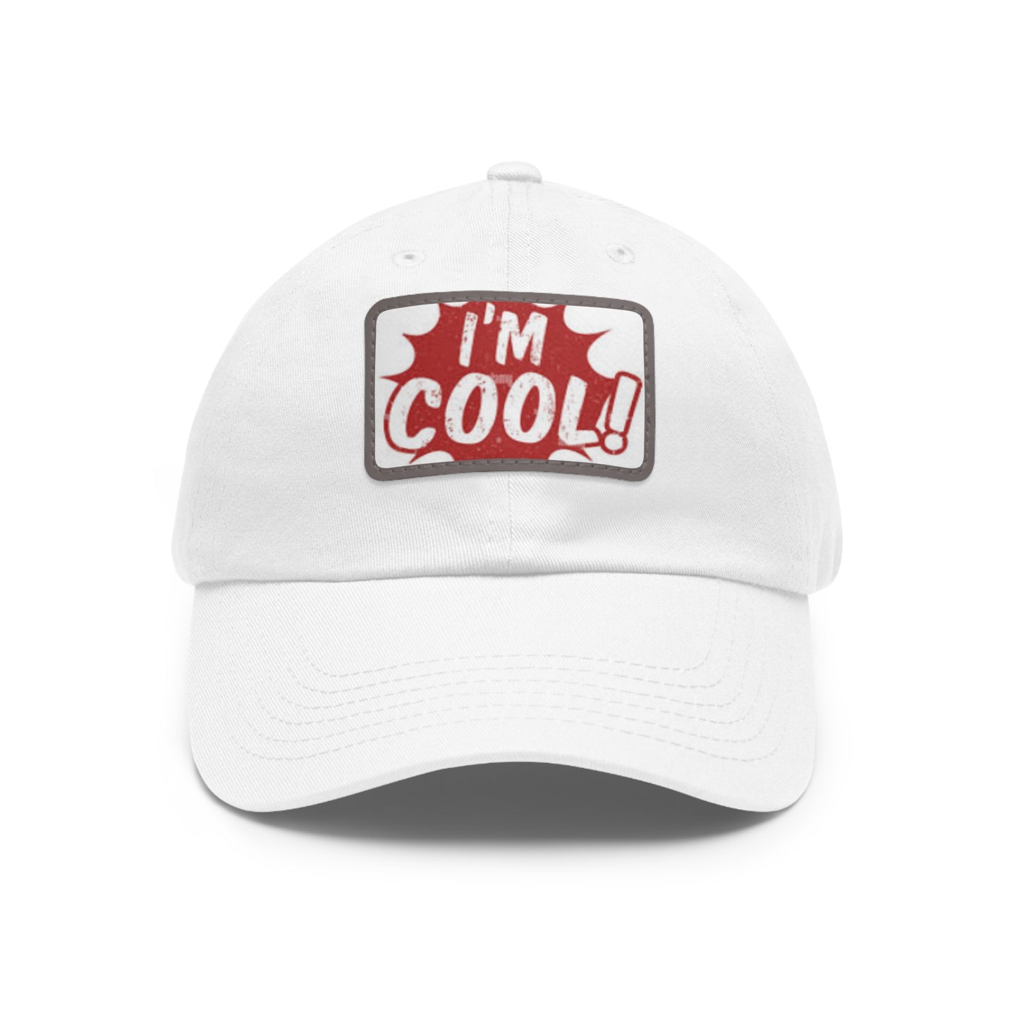 I'm Cool Patch Dad Hat - Casual Cotton Baseball Cap with Leather Rectangle Patch