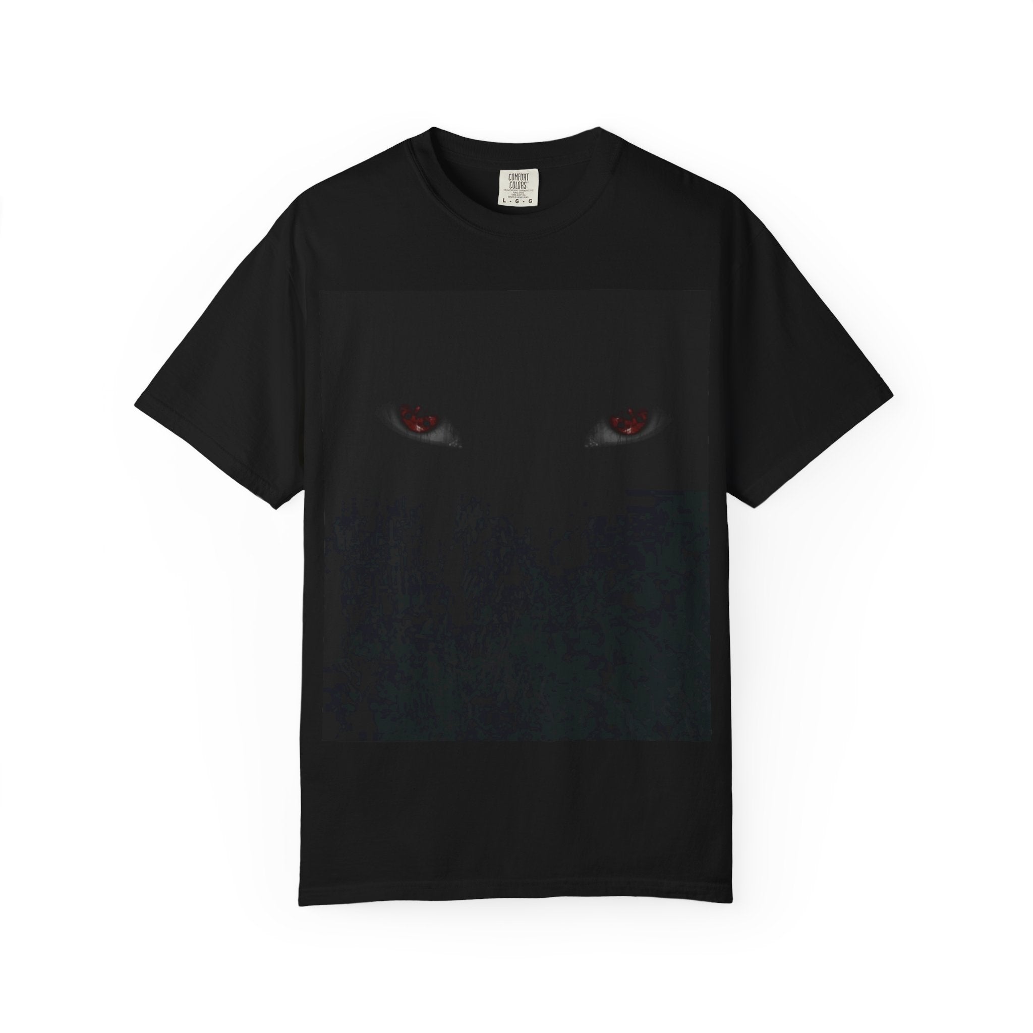 Dark Figure Graphic T-Shirt — Red Eyes Horror Tee
