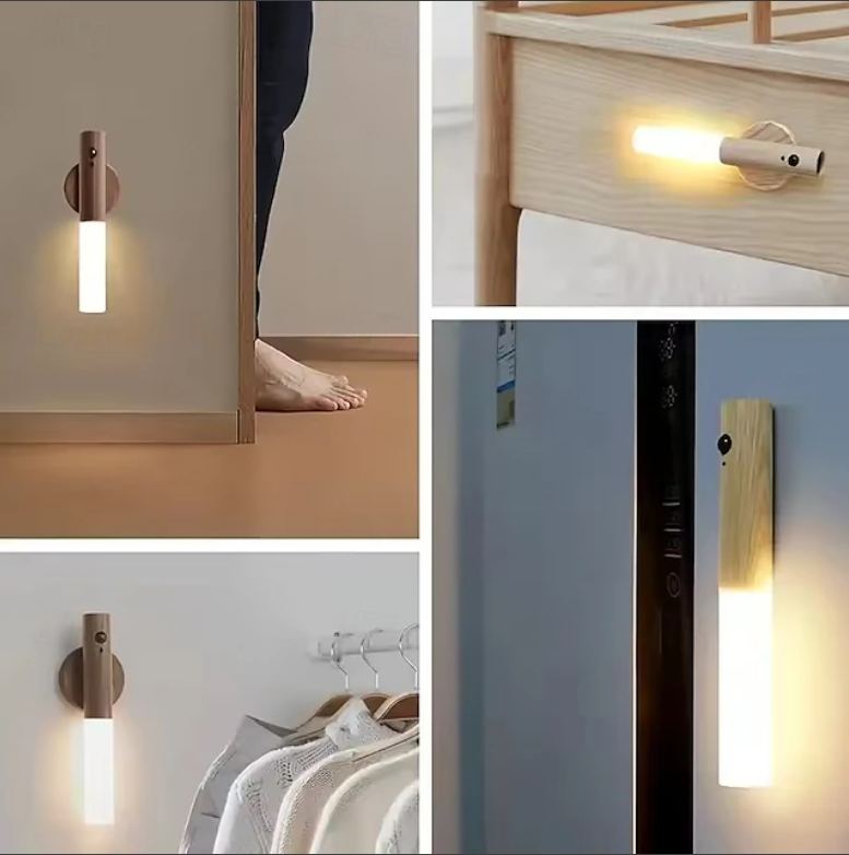 Motion Sensor LED Night Light – Magnetic USB Rechargeable Wall Lamp